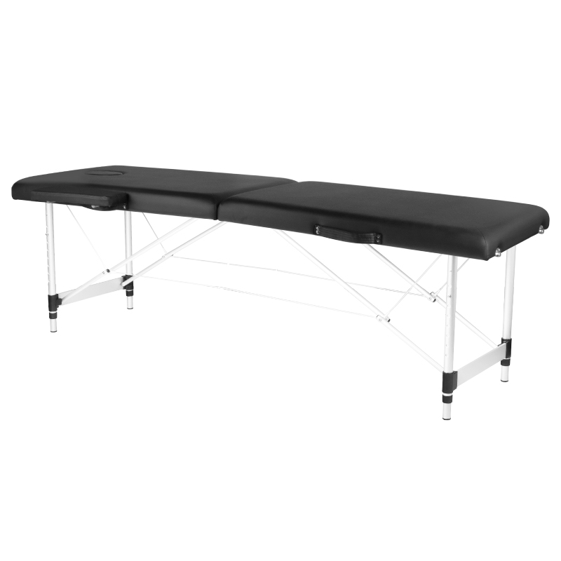 Hopfällbart massagebord, aluminium, komfort, 2 svarta segment