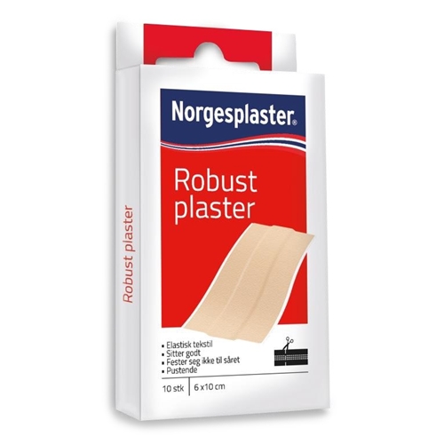 Textilplåster Robust – 6x10cm beige 10-p – 10 st