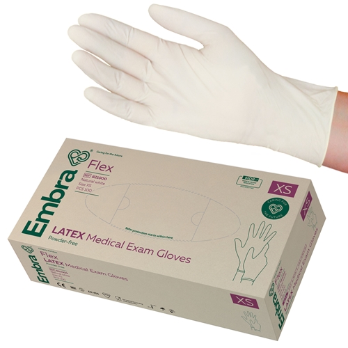 Handske us latex Embra pf – XS FLEX AQL 1,5 – 100 st