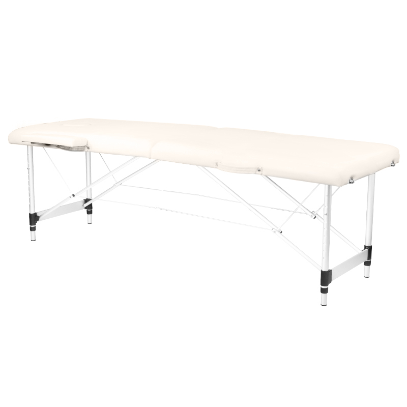 Hopfällbart massagebord, aluminiumkomfort, 2-sektioner krämfärgad Hopfällbart massagebord, aluminiumkomfort, 2-sektioner krämfärgad