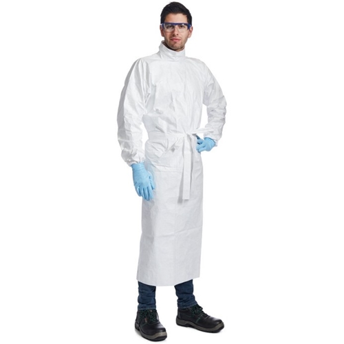 Skyddsrock cytostatika – L 132cm Tyvek® IsoClean® – 30 st