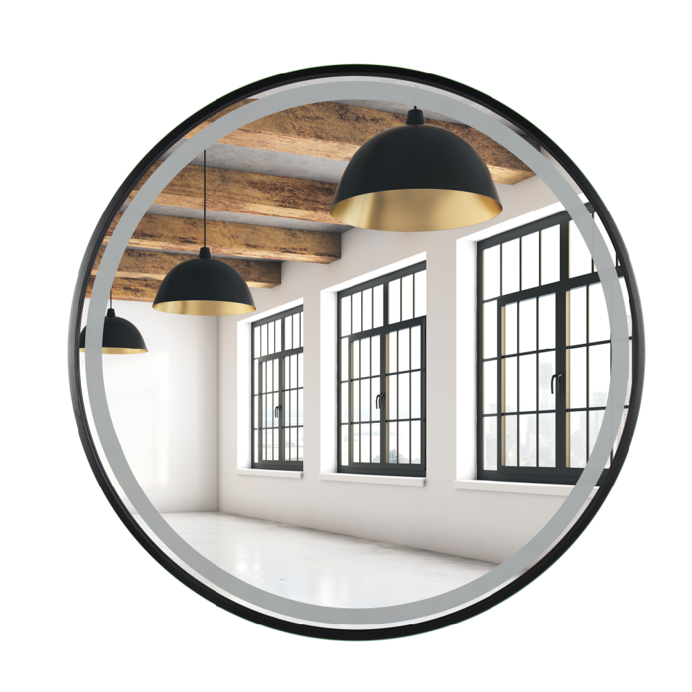 Badrum vägg spegel faneco skandi led svart 600 x 600 mm