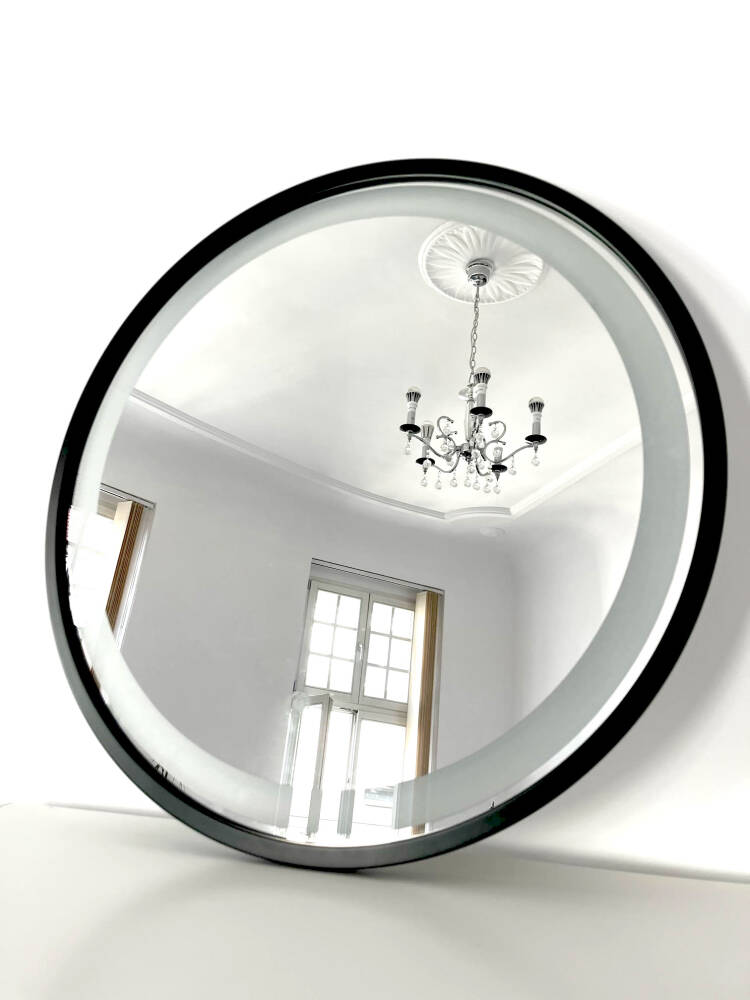 Badrum vägg spegel faneco skandi led svart 800 x 800 mm