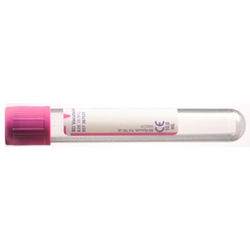 Vakuumrör BD Vacutainer pappersetikett – 10/10ml K2EDTA lila – 100 st