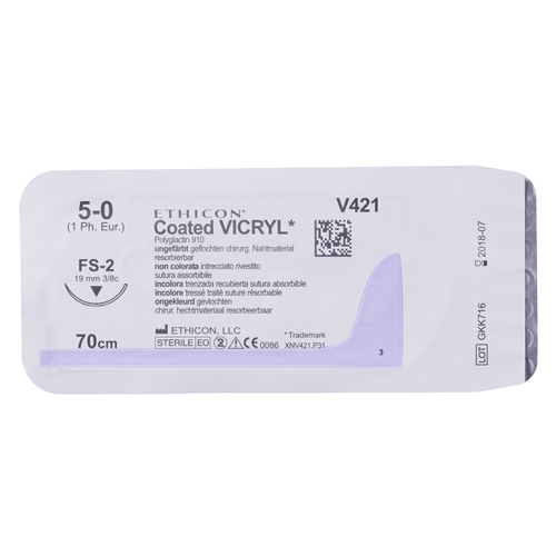 Sutur Vicryl 5-0 V421H – 70cm nål FS-2S – 36 st