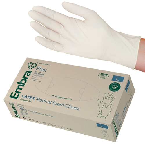 Handske us latex Embra pf – L FLEX AQL 1,5 – 100 st