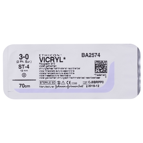 Sutur Vicryl 3-0 BA2574H – 70cm nål ST-4 – 36 st