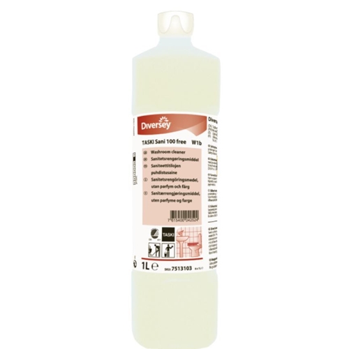 Sanitetsrengöring Sani 100 free – 1L ph=10 oparfymerad W1b