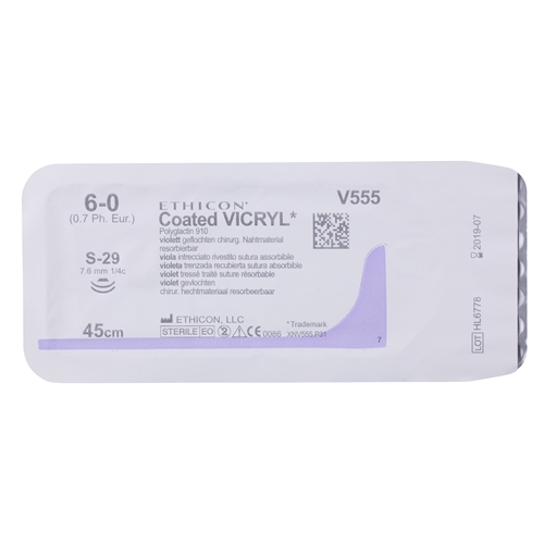 Sutur Vicryl 6-0 V555G – 45cm nål S-29 – 12 st Sutur Vicryl 6-0 V555G – 45cm nål S-29 – 12 st