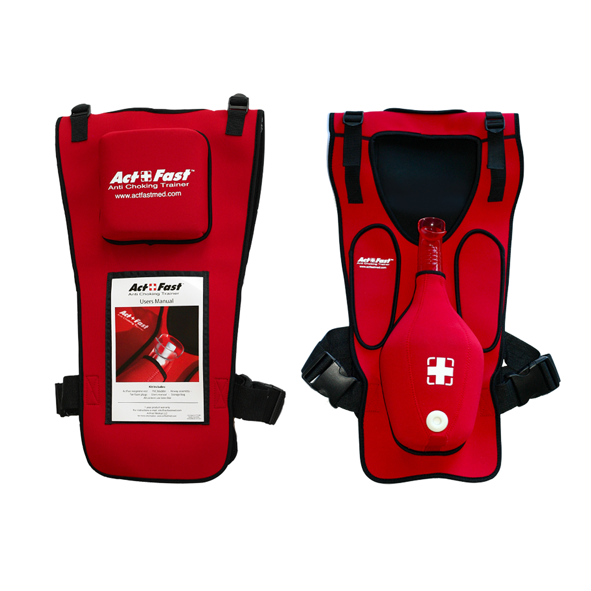 Act+Fast Rescue Choking Vest – Röd, med ryggslag (Vuxna)