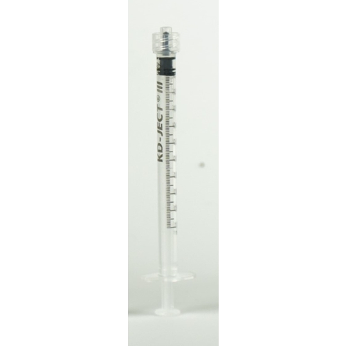 Spruta luerlock 3komp KD-Ject – 1ml grad 0,01ml centrerad – 100 st