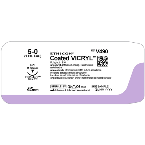 Sutur Vicryl 5-0 V490H – 45cm nål P-1 – 36 st