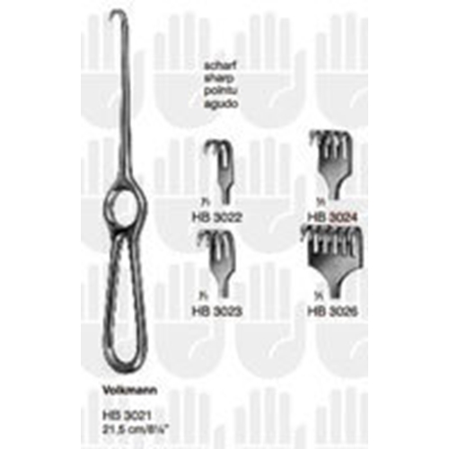 Hake sår Volkmann – L21,5cm b18,5mm 4 klor skarp