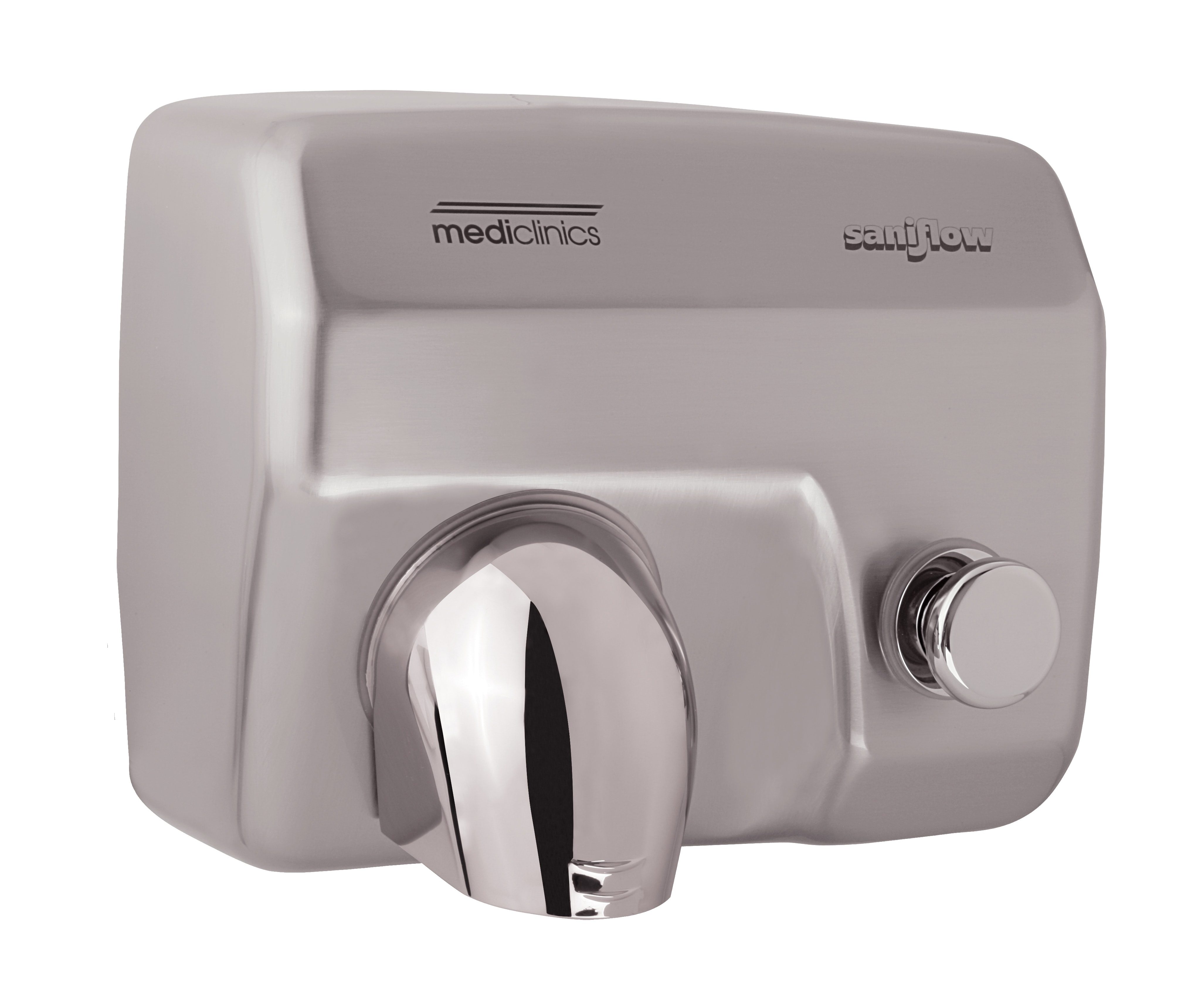Handtørrer Saniflow® – Tørretid: 29 s – Knap – 68 dBA – En klassiker med knap – Stål – Satin – Kromad