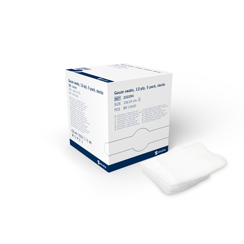 Kompress gasväv 12L 5p Selefa – 10x10cm steril – 80 st