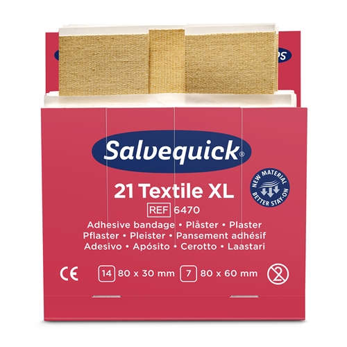Plåster Salvequick refill – 21 Textile XL – 126 st