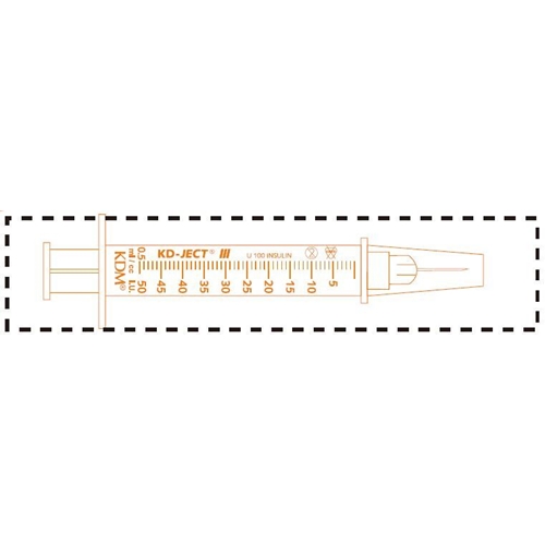 Insulinspruta kanyl KD-Ject – 0,5ml 30G (0,30)x8mm – 100 st