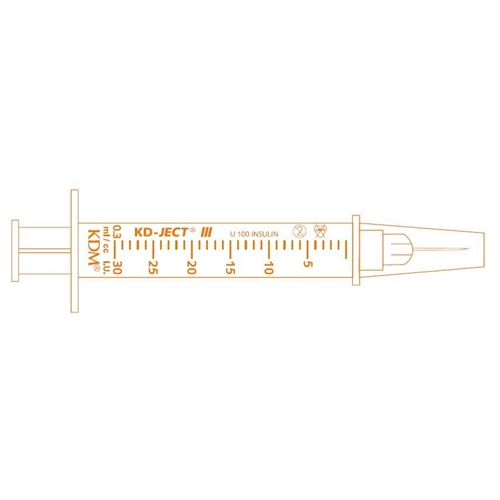 Insulinspruta kanyl KD-Ject – 0,3ml 30G (0,30)x8mm – 100 st