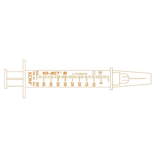 Insulinspruta kanyl KD-Ject – 0,5ml 29G (0,33)x12,7mm – 100 st