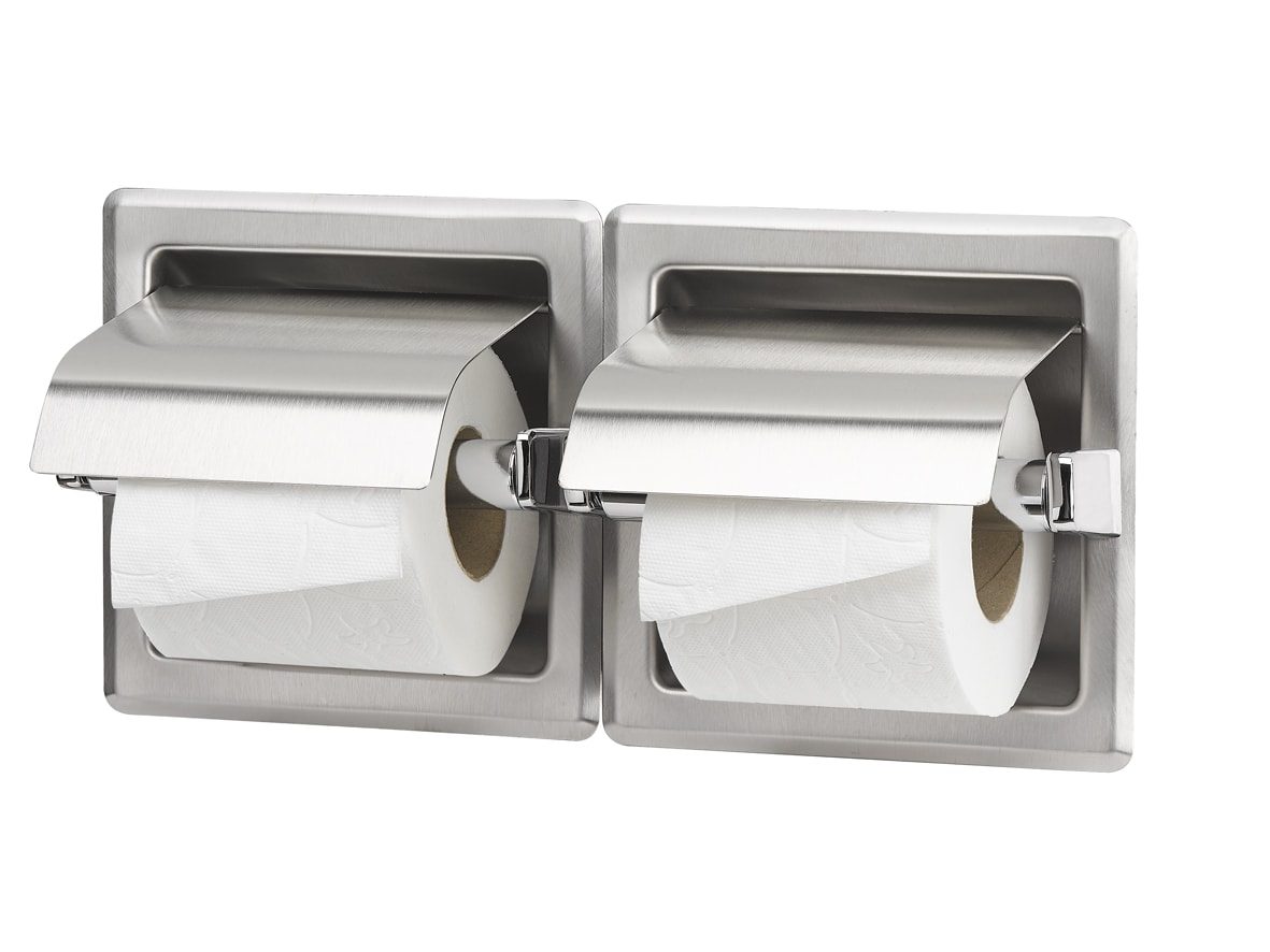 Toiletrulleholder (dobbelt) i rustfrit stål – Til indbygning – Rostfritt stål – Satin