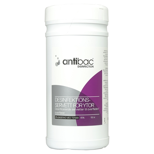 Ytdesinfektion servett Antibac IPA – 45% 20x20cm m tensid 150st/rör – 150 st