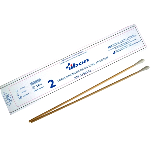 Öronpinne trä Yibon – 15cm m bomull 1 ände 2p steril – 200 st