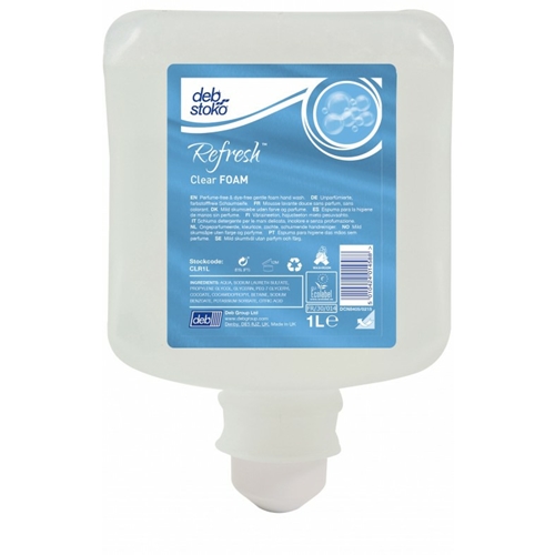 Skumtvål Deb Clear Foam – 1000ml oparfymerad EU-Ecolabel – 6 st