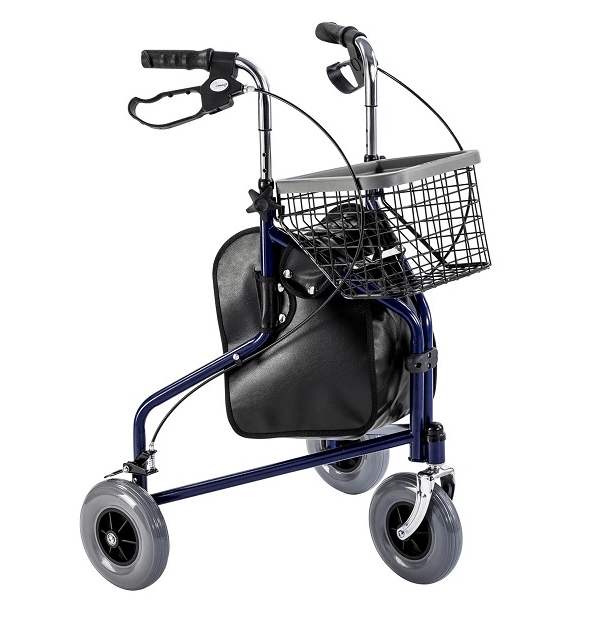 Rollator i stål med 3 hjul