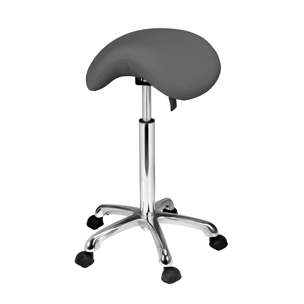 Sadelstol i elegant design med kromad ram – ORGANIC – Grå Sadelstol i elegant design med kromad ram – ORGANIC – Grå
