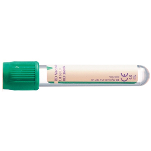 Vakuumrör BD Vacutainer pappersetikett – 5/4ml Li-Heparin grön – 100 st