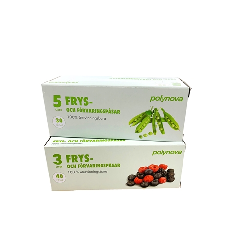 Plastpåse frys LLD  – 5L 260x440mm 22my i dispenser – 30 st