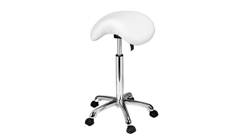 Sadelstol i elegant design med kromad ram – ORGANIC – Vit Sadelstol i elegant design med kromad ram – ORGANIC – Vit
