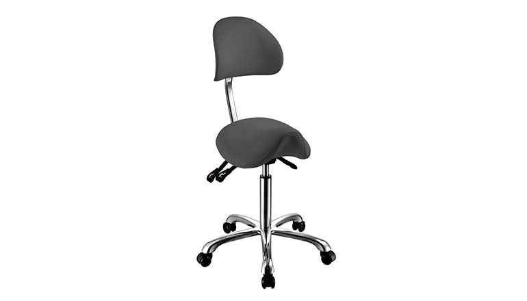 Sadelstol med ergonomisk ryglæn i elegant design med kromramme – NOBLE – Grå