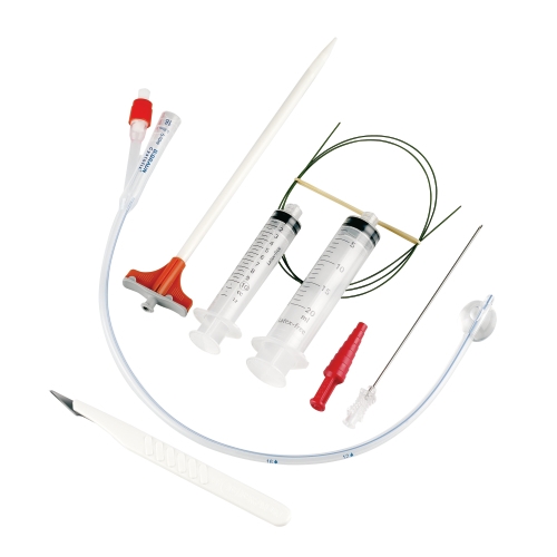 Set för suprapubiskt blåsdränage med ballongkateter av silik – ch14 44cm sil set kanyl ledare – 5 st