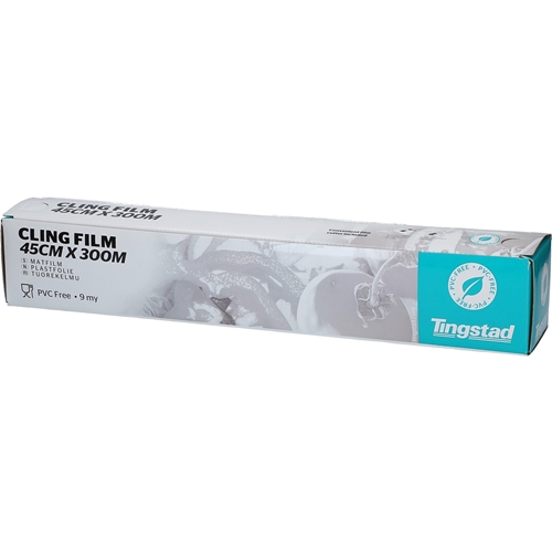 Köksfolie plast PE – 0,45x300m 9my med dispenser