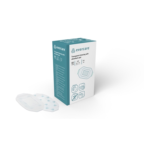 Sårfilm med dyna evercare – 6x7cm (dyna 3x4cm) ram – 50 st