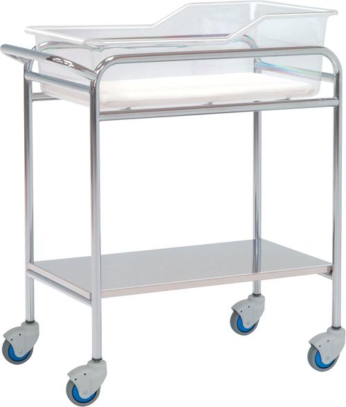 Spädbarnssäng för neonatologi – Kromad stålstruktur – 80x48x85 cm