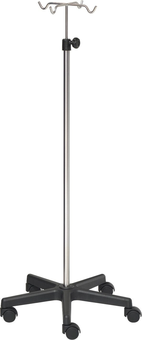 Droppställ – IV Stand – 4-krokar – Kromstativ – Svart bas