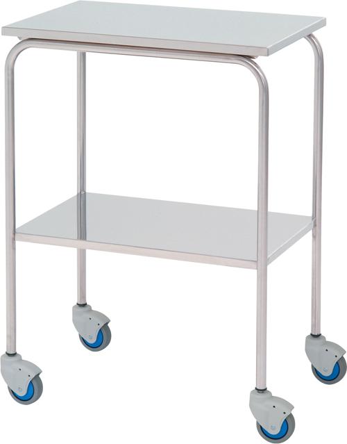 Instrumentbord – 2 hyllplan – 60x40x80 cm – Platta ytor – Rostfritt stål