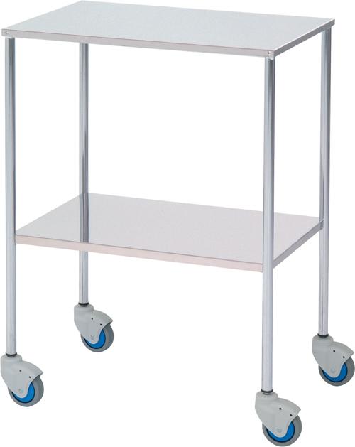 Instrumentvagn – 2 hyllplan – 60x40x80 cm – Platta ytor – Förkromat stål