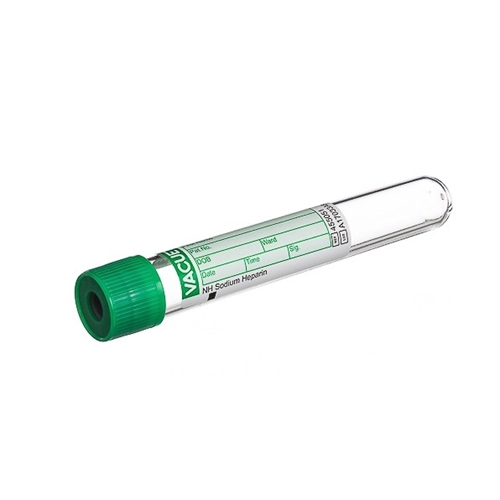 Vakuumrör VACUETTE pappers etikett – 10/9mL Na-Heparin grön – 50 st