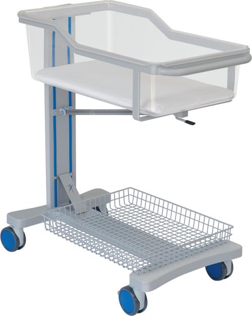 Spädbarnssäng för neonatologi – Trendelenburgläge – 90x47x97 cm – Med korg