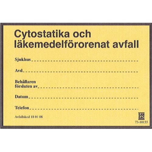 Etikett Cytostatika- och läkemedelsavfall – 105x150mm rle100