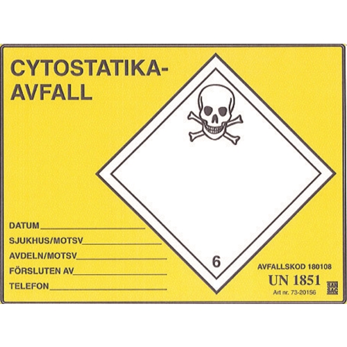 Etikett Cytostatikaavfall – 150x200mm UN 1851 rle100