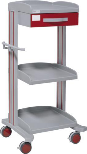 Sjukhusvagn med 3 hyllplan – 1 låda – Epoxibeläggning – Höjd 128 cm