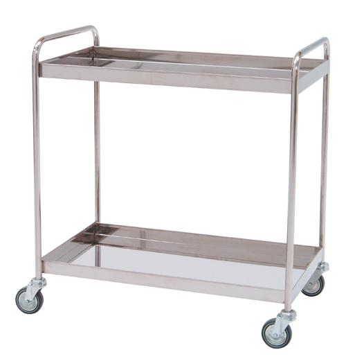 Distribitionsvagn i rostfritt stål – 2 hyllplan – 95x50x95 cm
