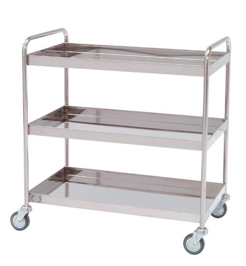 Distribitionsvagn i rostfritt stål – 3 hyllplan – 95x50x95 cm