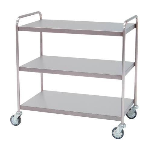 Distribitionsvagn i rostfritt stål – 3 hyllplan – 95x55x95 cm