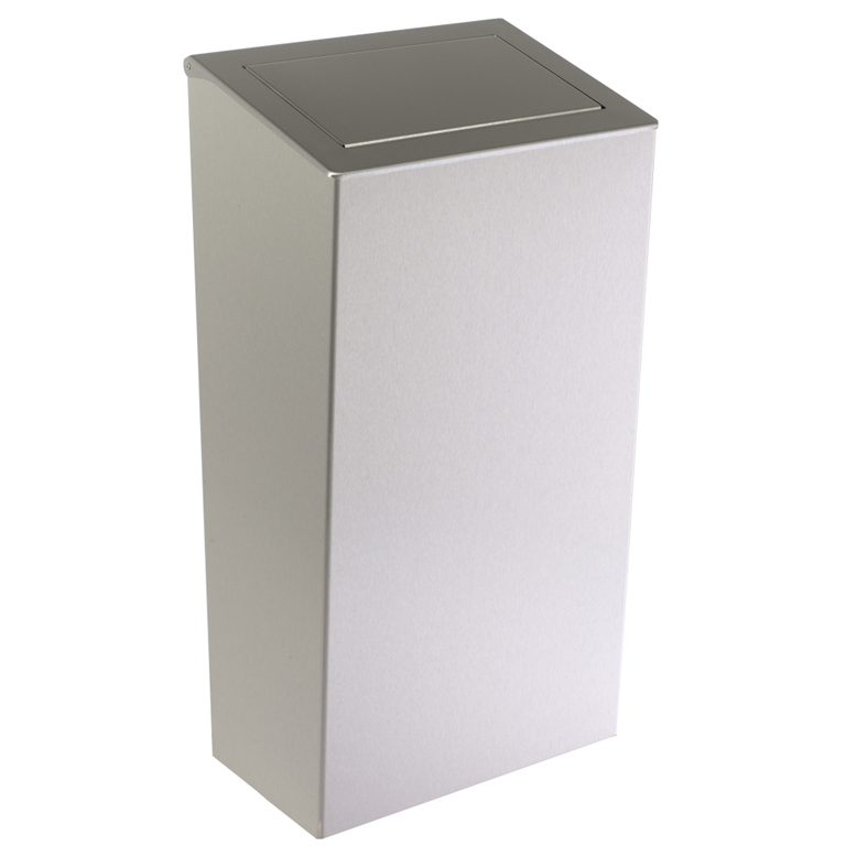 Väggmonterad papperskorg med lock – 30L – Rostfritt stål med satin-finish
