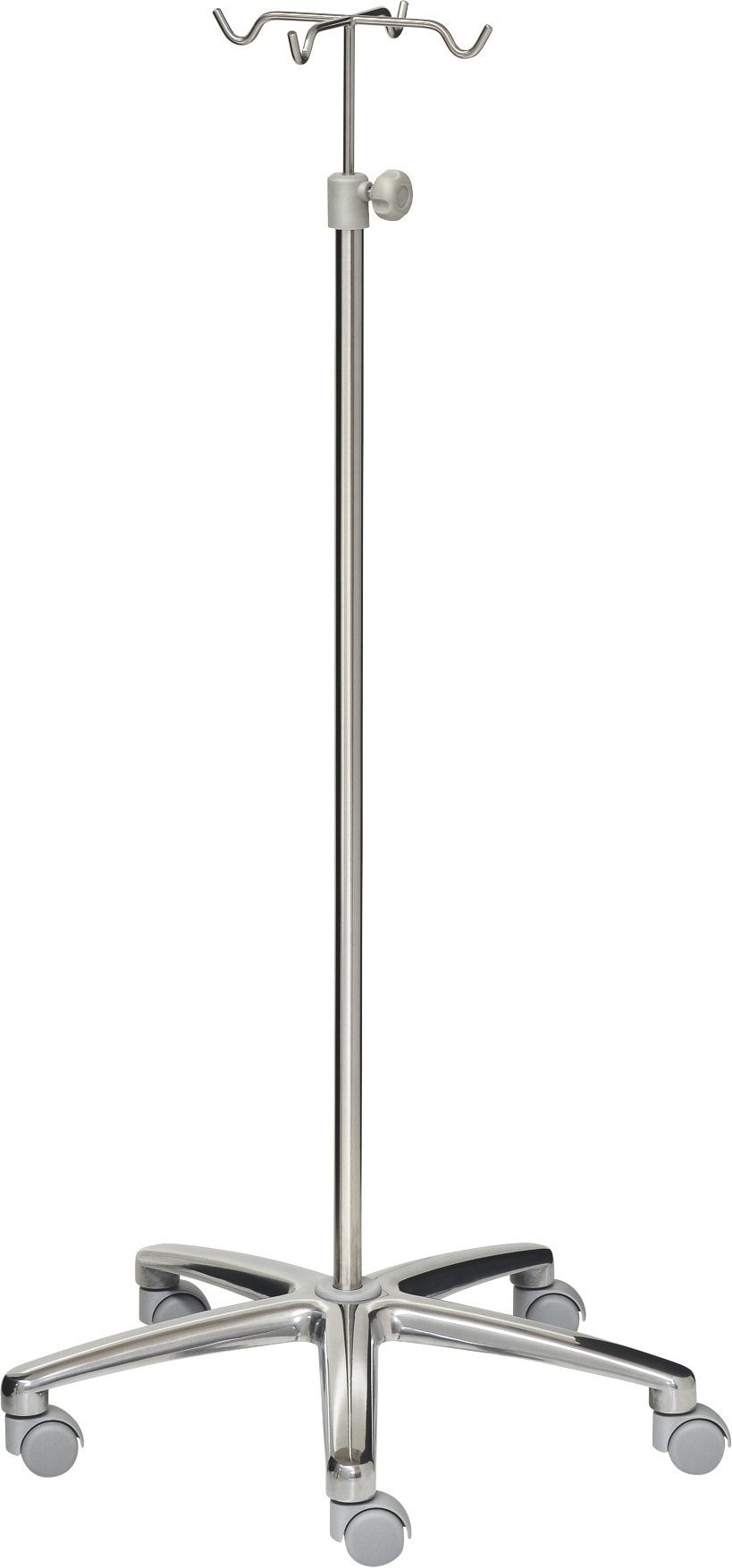 Droppställ – 4-krokar – Förkromat stål (Rostfritt) – Stor aluminiumbas